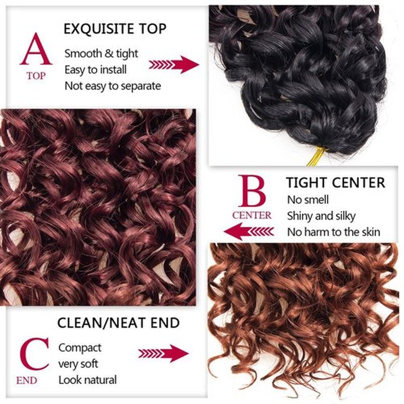 GoGo Curl Crochet hair 18inch Water Wave Crochet hair Ombre Synthetic Bohemian Crochet Braid Deep Wave Braiding hair Extensions (5Packs,1B/530/350)