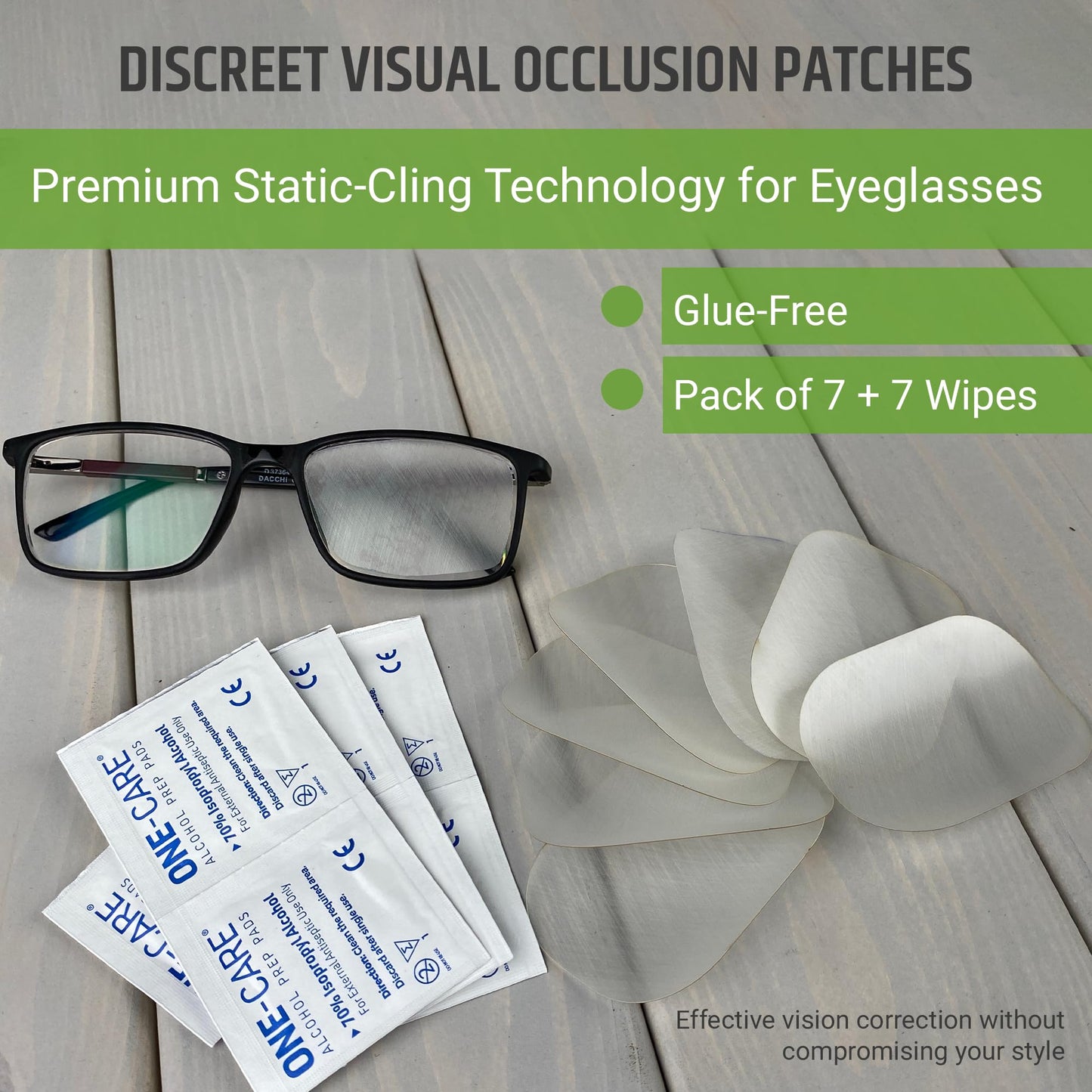 Translucent Eye Patch for Glasses, Adult Eye Patch for Men & Women, Vision Therapy for Amblyopia, Strabismus & Double Vision