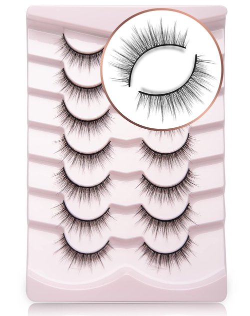 Fake Eyelashes Natural Wispy Lashes 3D Volume Faux Mink Lashes Fluffy False Lashes 16MM Cat Eye Lashes A14