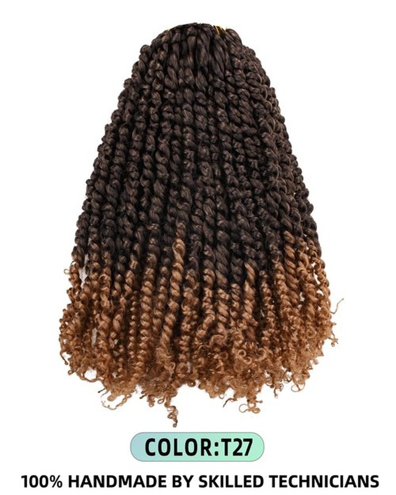 14 Inches 8 Packs Passion Twist Crochet Hair-Ombre Blonde Pre-twisted Passion Twists,Pre-Looped Crochet Braids Made Of Bohemian Hair Synthetic Braiding Hair Extensions (14 Inch(Pack of 8), T27)