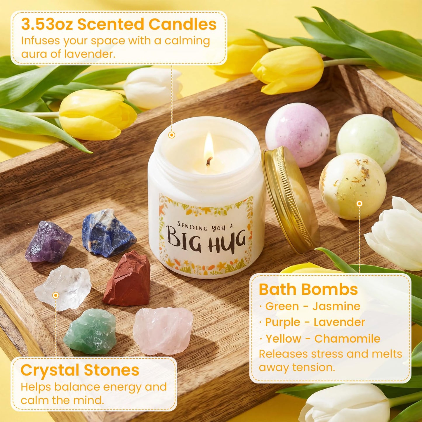 Self Care Gifts for Women, Get Well Soon Gifts, Birthday Gift for Women, Spa Care Package, Gift Baskets for Mom, Friends, Sister, Girlfriend, Wife, Her, Hug in a Gift for Christmas, Anniversary