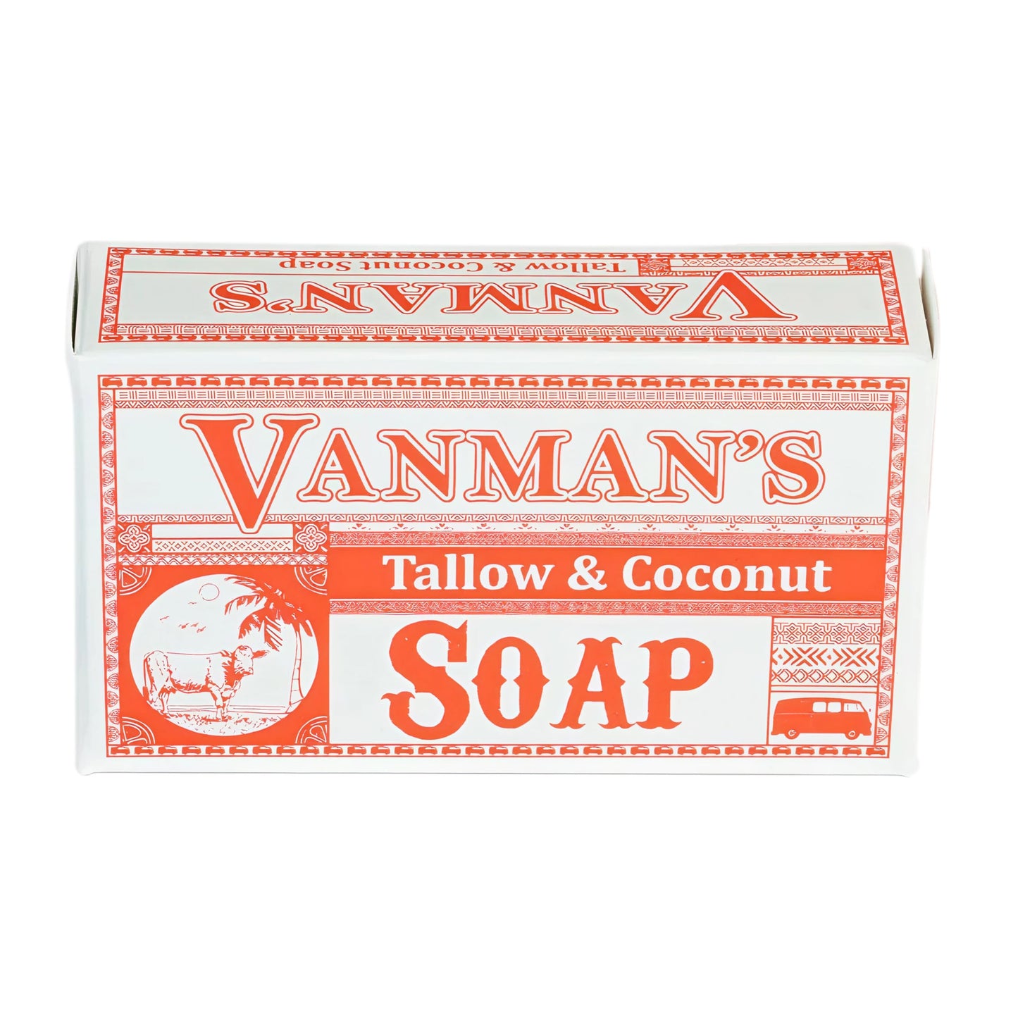 VanMan Beef Tallow and Coconut Oil Bar Soap – Pure Grass-Fed Beef Tallow Soap with Coconut Oil & Kaolin Clay, Subtle Grapefruit Scent, Hydrating & Nourishing, Clean Ingredients, 3.8oz - 5 Pack