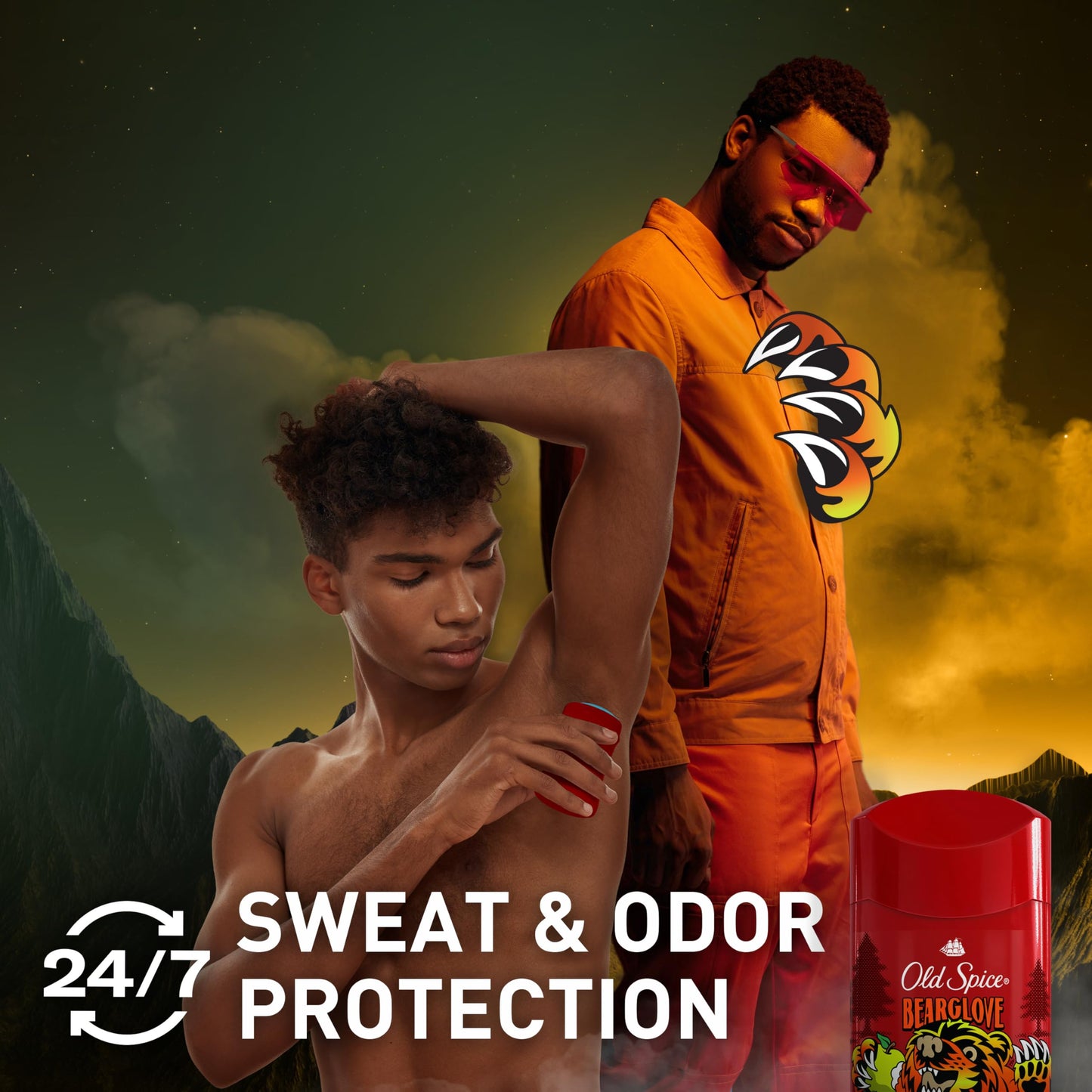Old Spice Aluminum Free Deodorant for Men, 24/7 Odor Protection, 24/7 Freshness & Lasting Scent, Goes on Clear, Bearglove with Crisp Orchard Scent, 2.6 oz