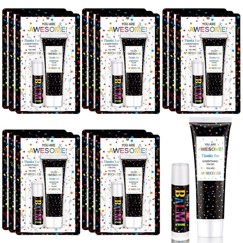 Teacher Appreciation Gifts - 30 Pack Lip Balm & Hand Cream Set | Perfect Thank You Gifts for Employees, Nurses & Volunteers