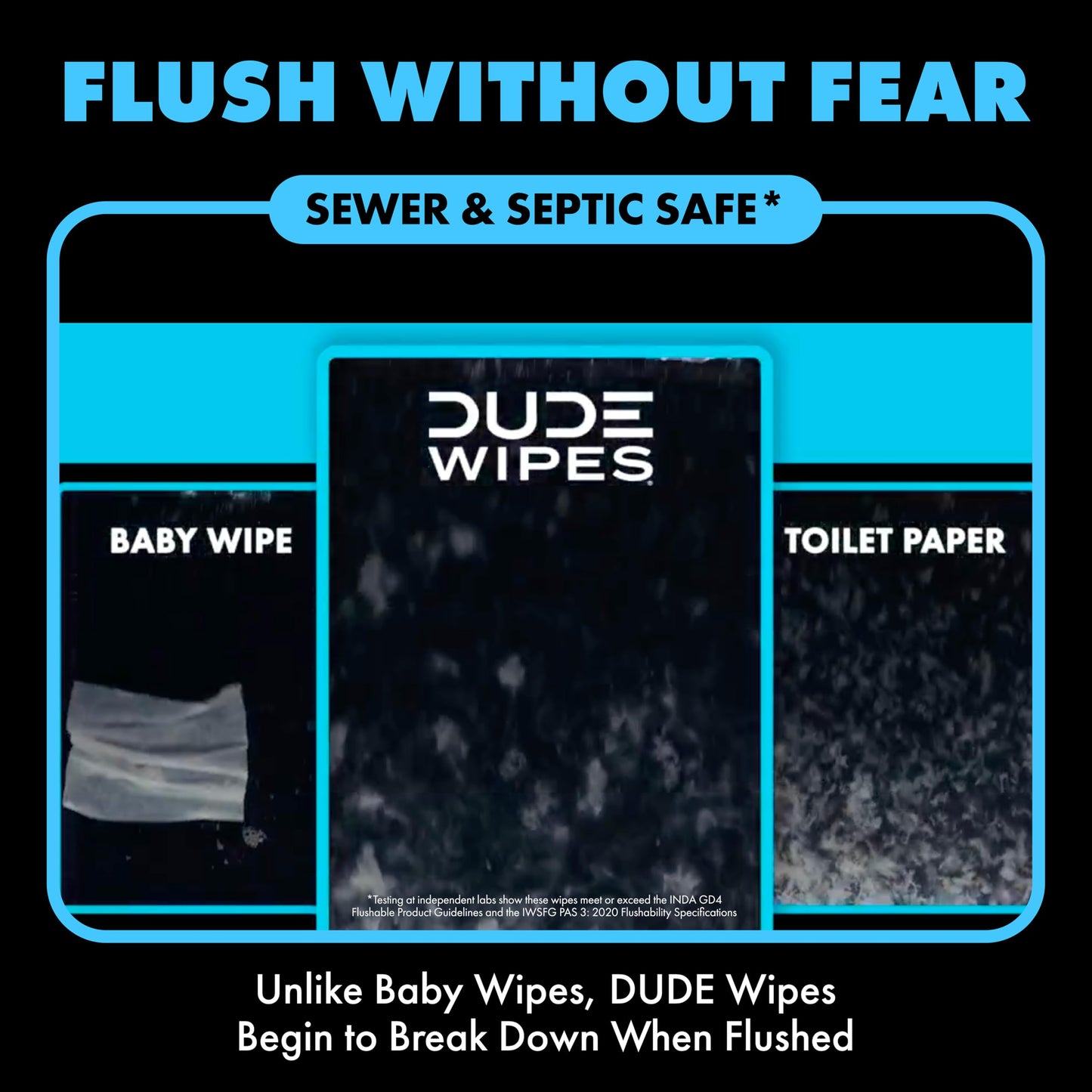 DUDE Wipes Unscented Adult Flushable Wet Wipes, Sensitive Skin, 48 Count