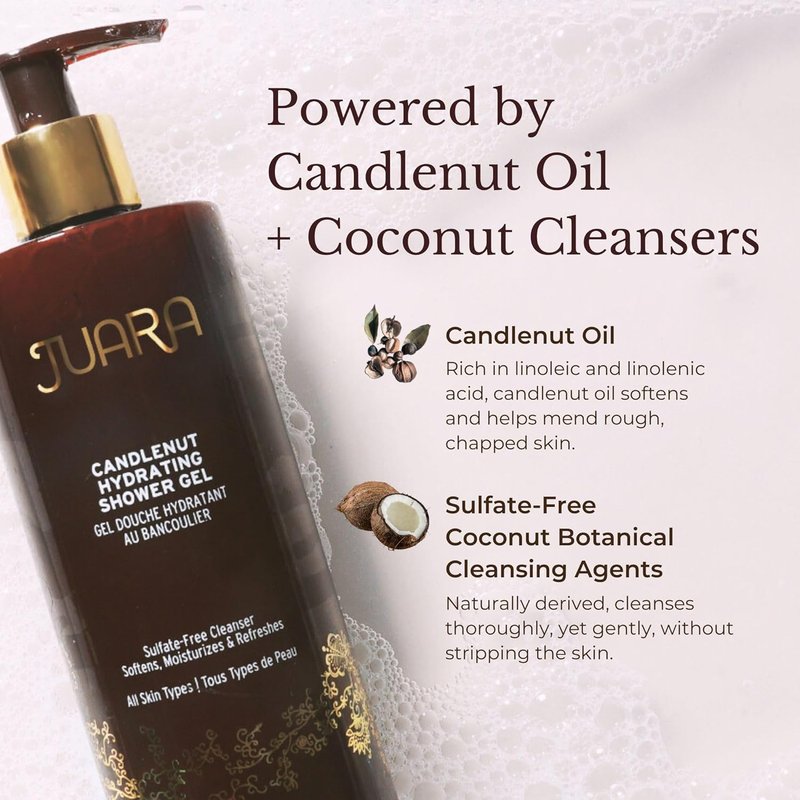 Juara Candlenut Hydrating Shower Gel - Sulfate-Free Moisturizing Body Wash for Sensitive Skin | 12oz