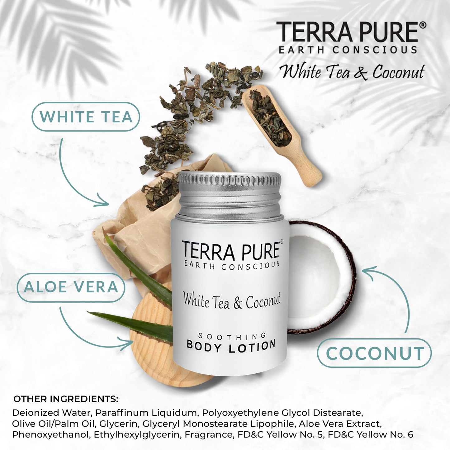 Travel Size Hotel Body Lotion 100 Count 1 oz Bottles Guest Amenities for Hotels Vacation Rentals & Short Term Rentals Paraben Free White Tea & Coconut Scent Infused with Aloe & Olive Oil by Terra Pure