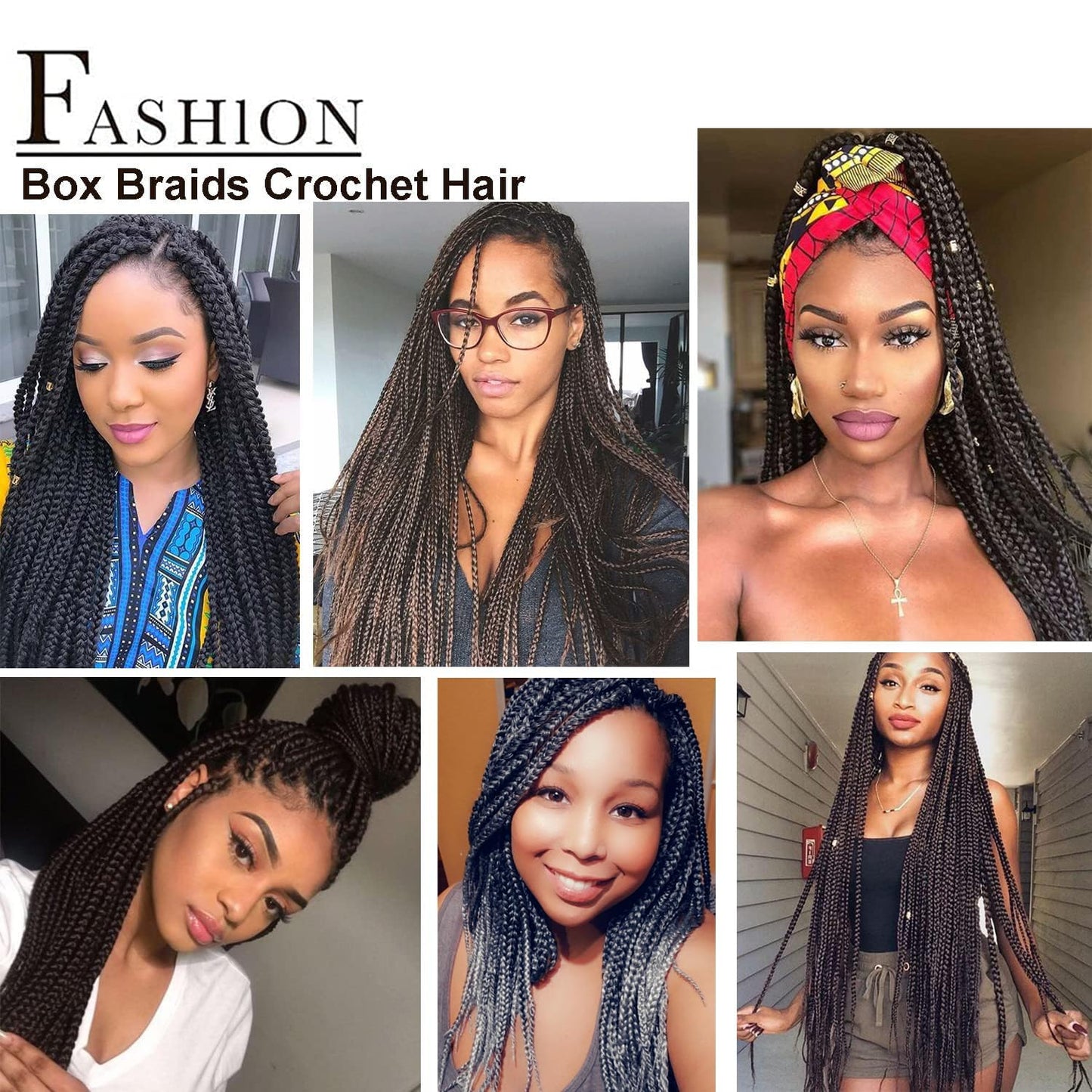 7 Packs Goddess Box Braids Crochet Hair 22 Inch Prelooped Crochet Box Braids Crochet Hair for Black Women Braiding Hair (22 Inch 7 Packs, 1B/Bug)