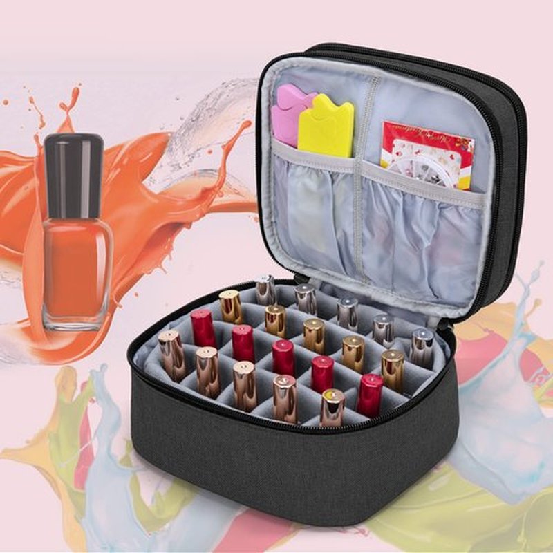 LUXJA Nail Polish Carrying Case - Holds 20 Bottles (15ml - 0.5 fl.oz), Double-layer Organizer for Nail Polish and Manicure Set, Black