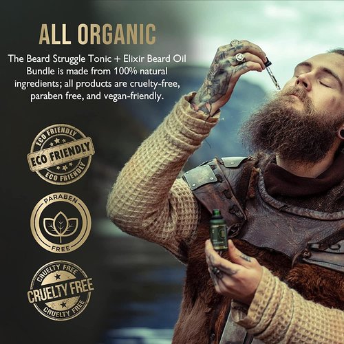 The Beard Struggle - Day Liquid Tonic Beard Oil - Silver Collection (Viking Storm) - Beard Oil for Men - Moisturize, Softens Hair, Reduces Itch - Day Time Beard Growth Oil (1 Fl oz)
