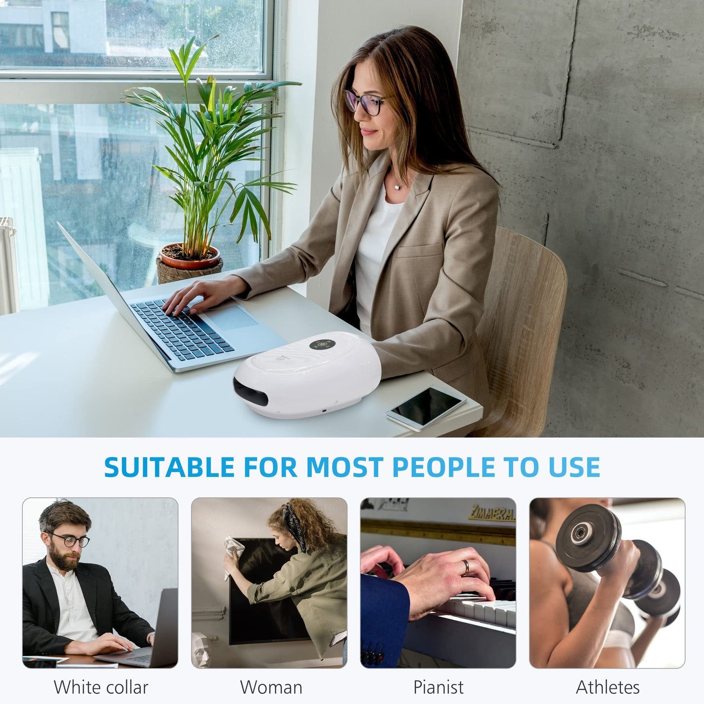 COMFIER Hand Massager with Heat and Compression, Cordless Hand Massager for Arthritis and Carpal Tunnel, Gifts for Mom, Dads, Women and Men