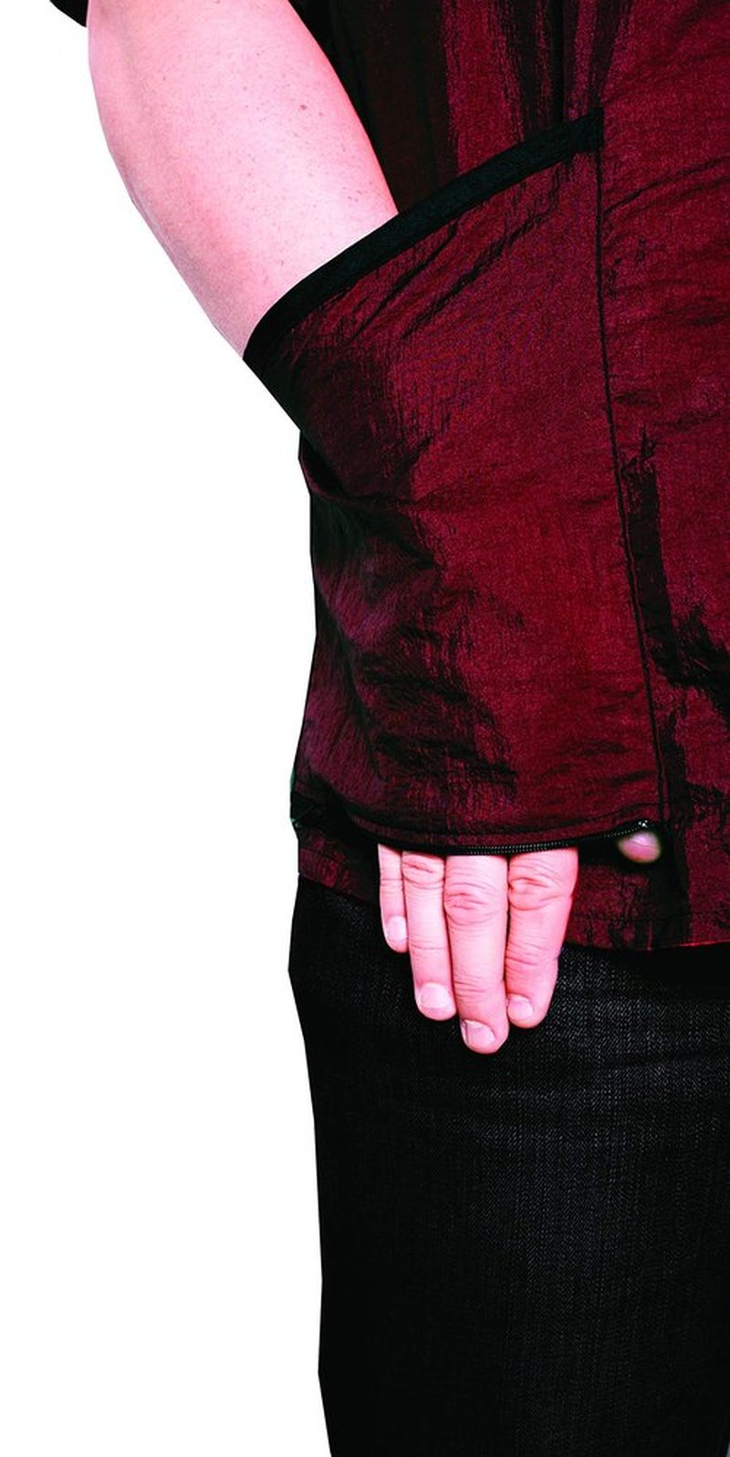 Betty Dain Premier Barber Jacket, Soft, Lightweight, Water Resistant Nylon Repels Hair, Zippered Front, Two Angled Lower Pockets with Zippered Bottoms, Angled Chest Pocket, Burgundy, 4X