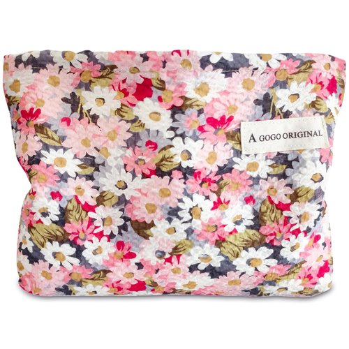 STARDW Floral Cosmetic Bags Makeup Bags for Women and Girls,Travel Makeup Bag Large Capacity Canvas Makeup Bag,Makeup Organizer Bag Zipper Pouch (Colorful Daisies)