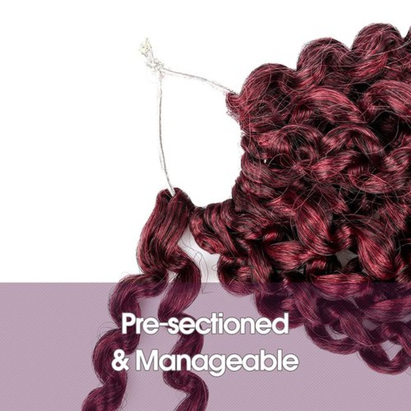 Pelokaa Passion Twist Hair - 12 Inch 7packs Ombre Burgundy Water Wave Crochet Braids Synthetic Braiding Hair Extensions (12 Inch 7Packs,T118)