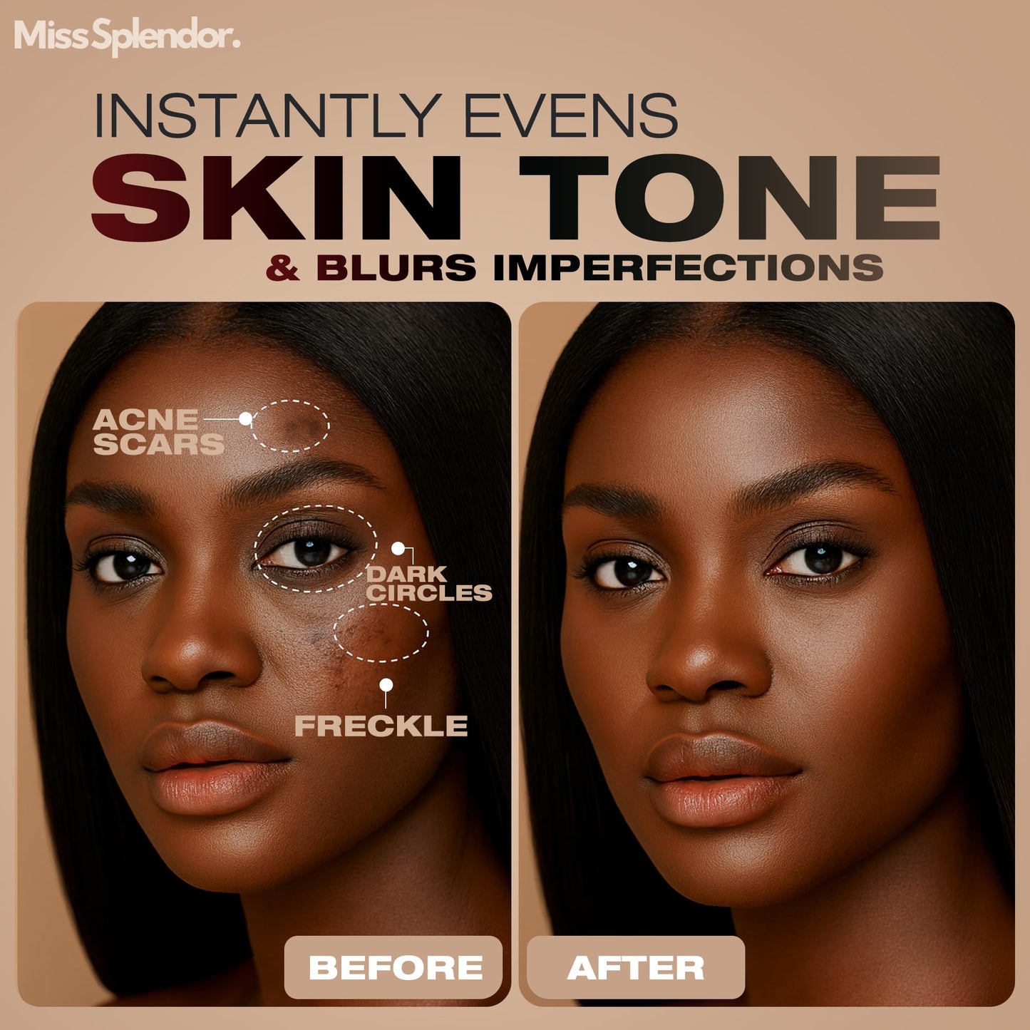 Miss Splendor Beauty Balm Skin Tint 2 Pack– (Shade 3) Serum-Boosted Skin Tint Stick for Black Women, Hybrid Foundation & Skincare, Splendor Skin Tint, Sheer-to-Light Buildable Coverage