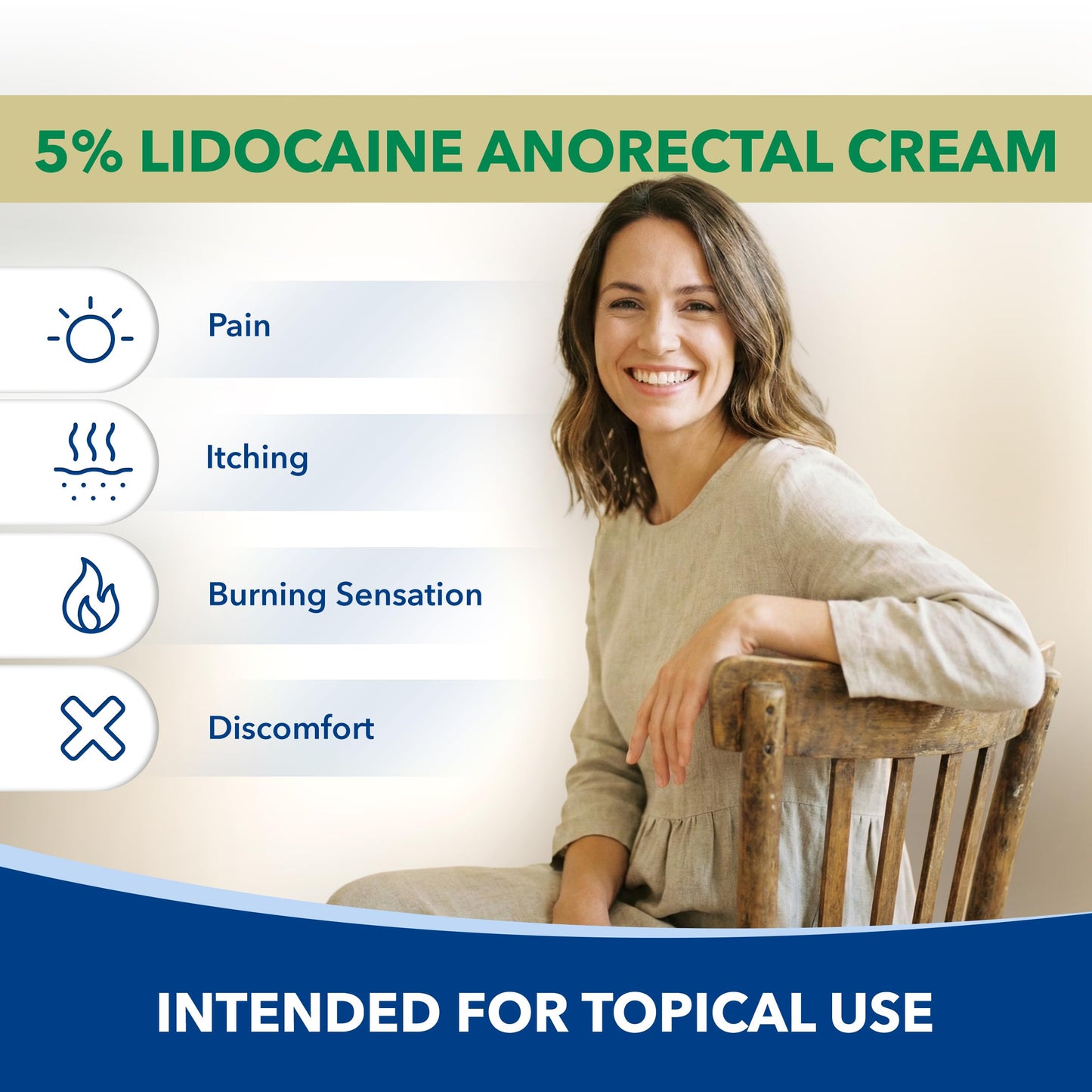 STRATUS PHARMACEUTICALS Anorectal Lidocaine Cream 5% Topical for Burn, Itch, and Pain Associated with Rectal Discomfort, 0.5 oz