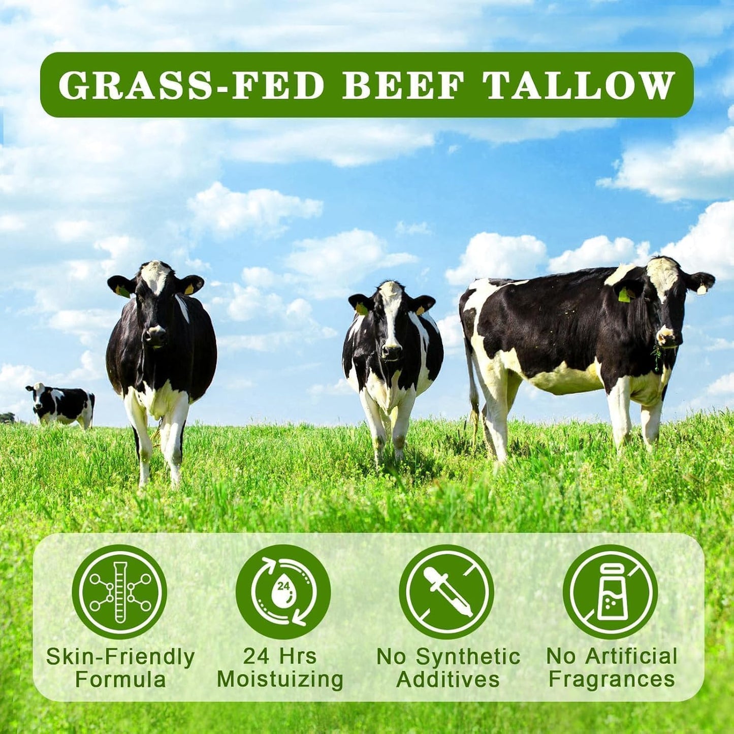 WEILNELL Beef Tallow for Skin, Tallow Face Moisturizer (4 Oz), Organic Grass Fed Beef Tallow Blam, Natural Moisturizer Hydrating Beef Tallow Cream, Deeply Moisturizing for Face & Body Skincare