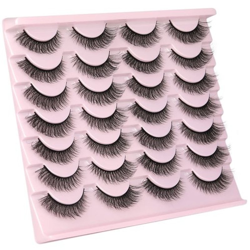Wispy Mink Lashes Fluffy 14mm 3D False Eyelashes Natural Look Cat Eye Short Strip Lashes Pack by Kiromiro