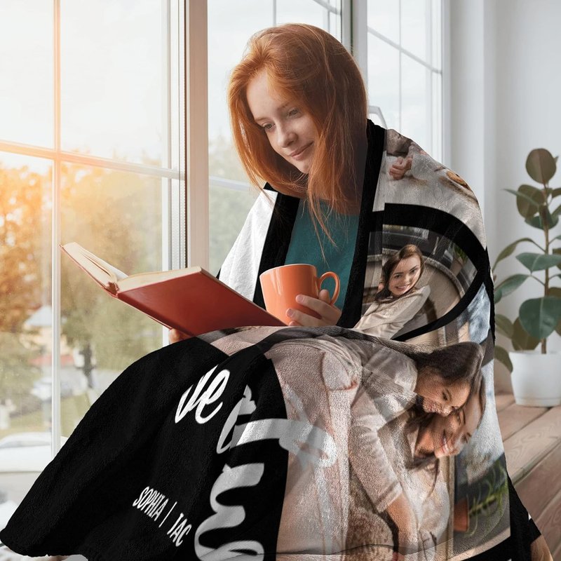 Personalized Blanket for Mom - Custom Photo Gift for Mother's Day | Birthday Gift for Wife, Grandma, or Daughter