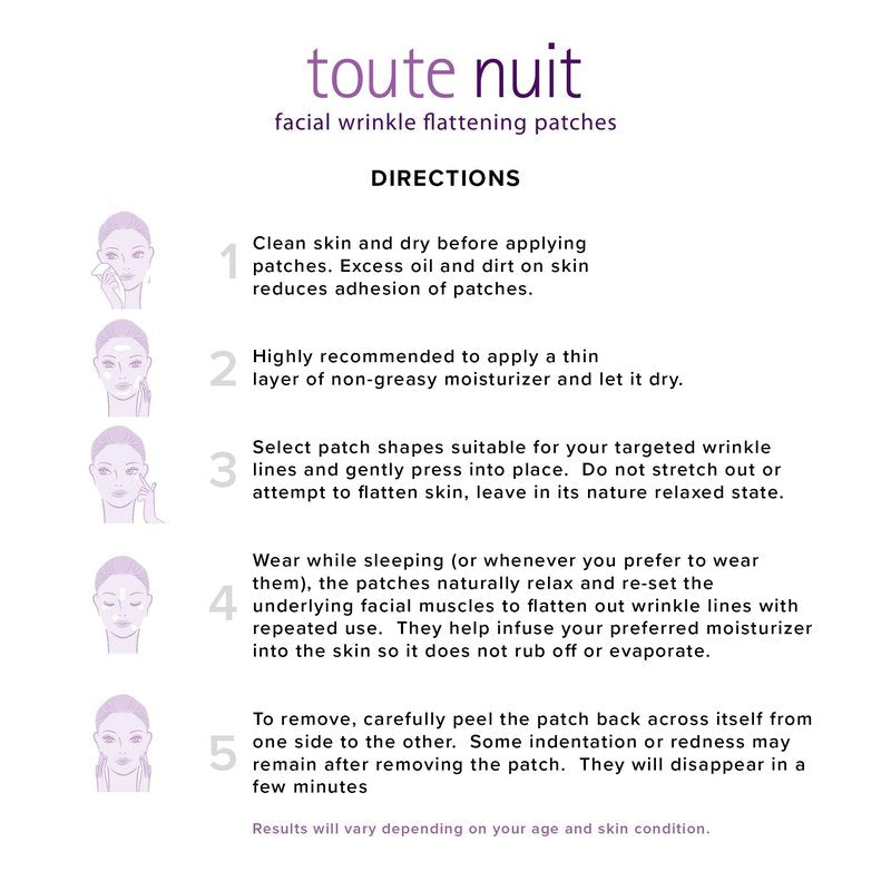 Toute Nuit Wrinkle Patches – Trial Pack – Face Tape for Forehead, Eyes & Mouth – Hypoallergenic Anti Wrinkle Patches – 54 Count, Made in USA