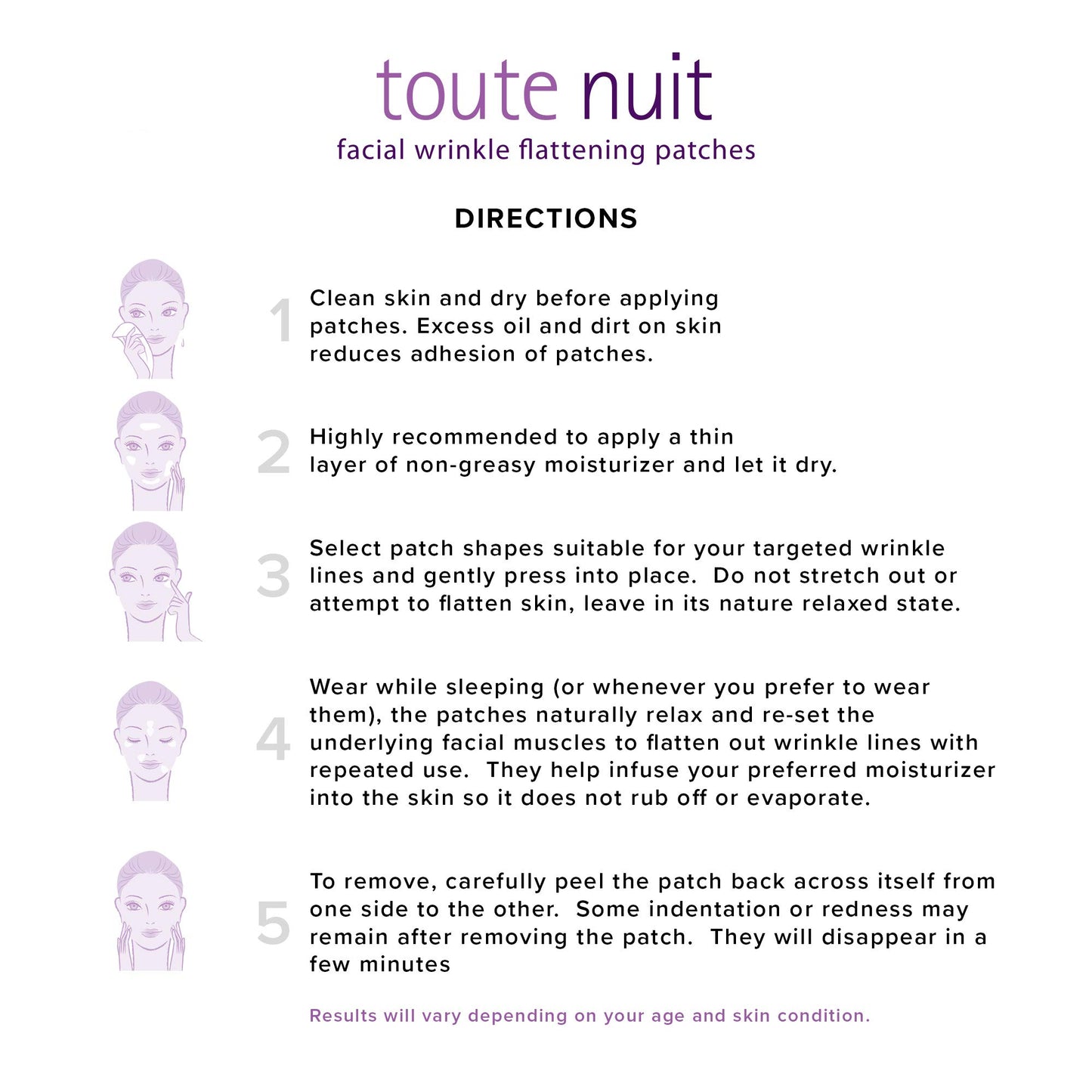 Toute Nuit Wrinkle Patches – Y Shape – Face Tape for Forehead, Between the Eyes & Around Mouth – Hypoallergenic Anti Wrinkle Patches – 20 Count, Made in USA