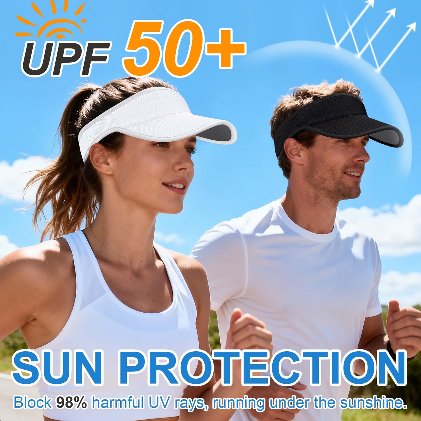 Trodalo Sports Sun Visor for Women Men Lightweight Packable Soft Quick-Dry Visor Hat for Running, Tennis, Golf