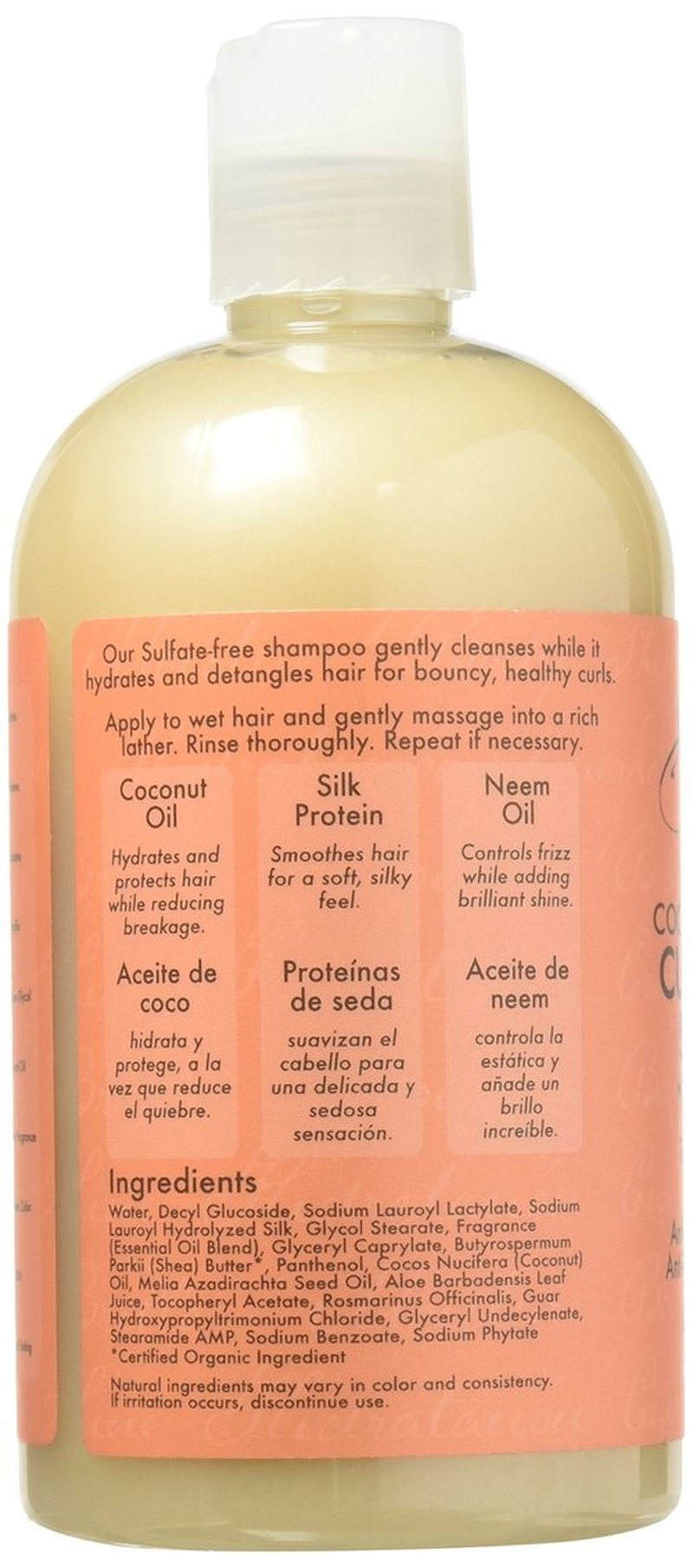 SheaMoisture Shampoo - Coconut & Hibiscus Curl & Shine, Sulfate-Free Shampoo, Coconut Oil, Vitamin E, and Neem for Frizz Control, Curly Hair Products for Women, 13 Fl Oz Ea (Pack of 2)