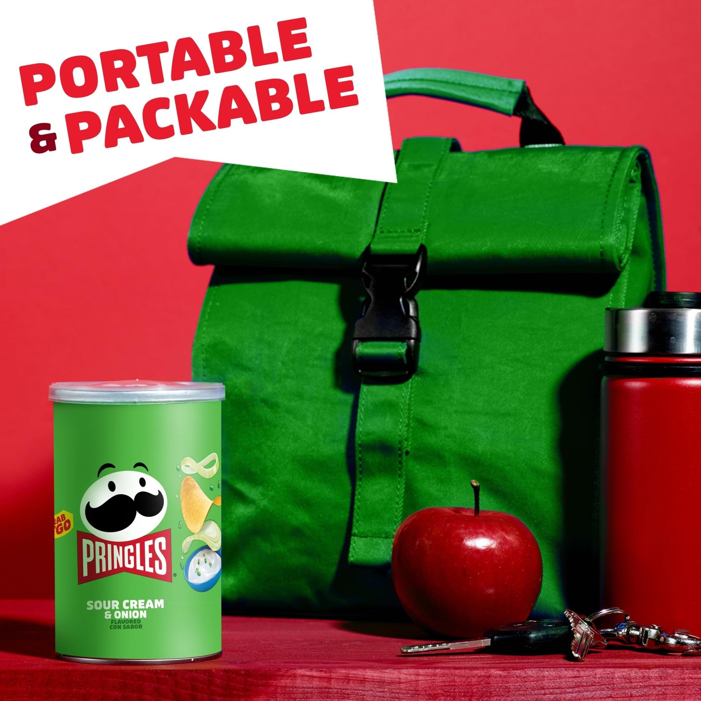 Pringles Potato Crisps Chips, Lunch Snacks, Office and Kids Snacks, Grab N' Go, Sour Cream and Onion, 1.88 Pounds (12 Cans)
