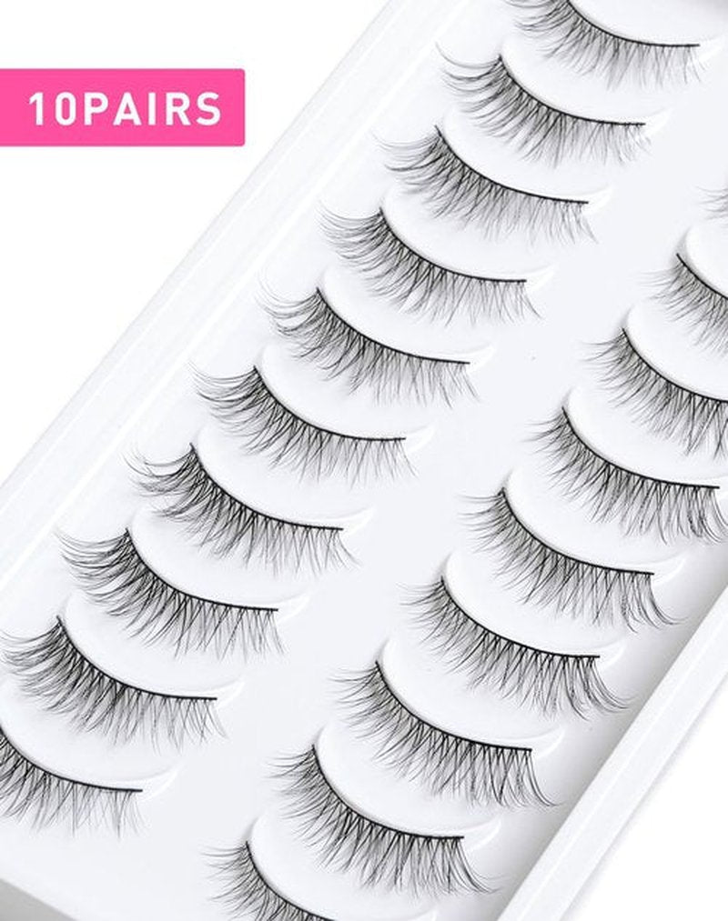 Wispy Lashes That Look Like Extensions Natural Cat Eye False Lashes Volume Reusable False Eyelashes Natural Look 11 mm 10 Pairs D8