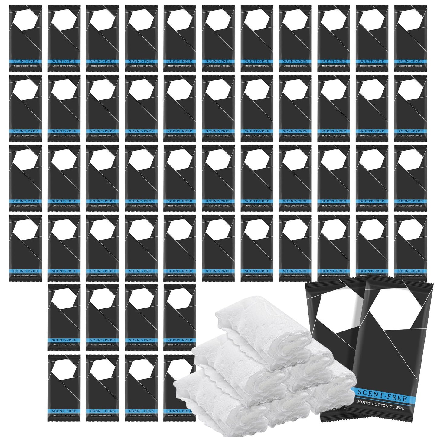 150 Pcs Moist Towel Bulk Moist Towelettes Individually Wrapped,White Towel Services 8.5''x8.5'' Unscented Wet Hand Towels,Disposable Refreshment Pre Moistened Towels for Travel Camping Sport Spa Party