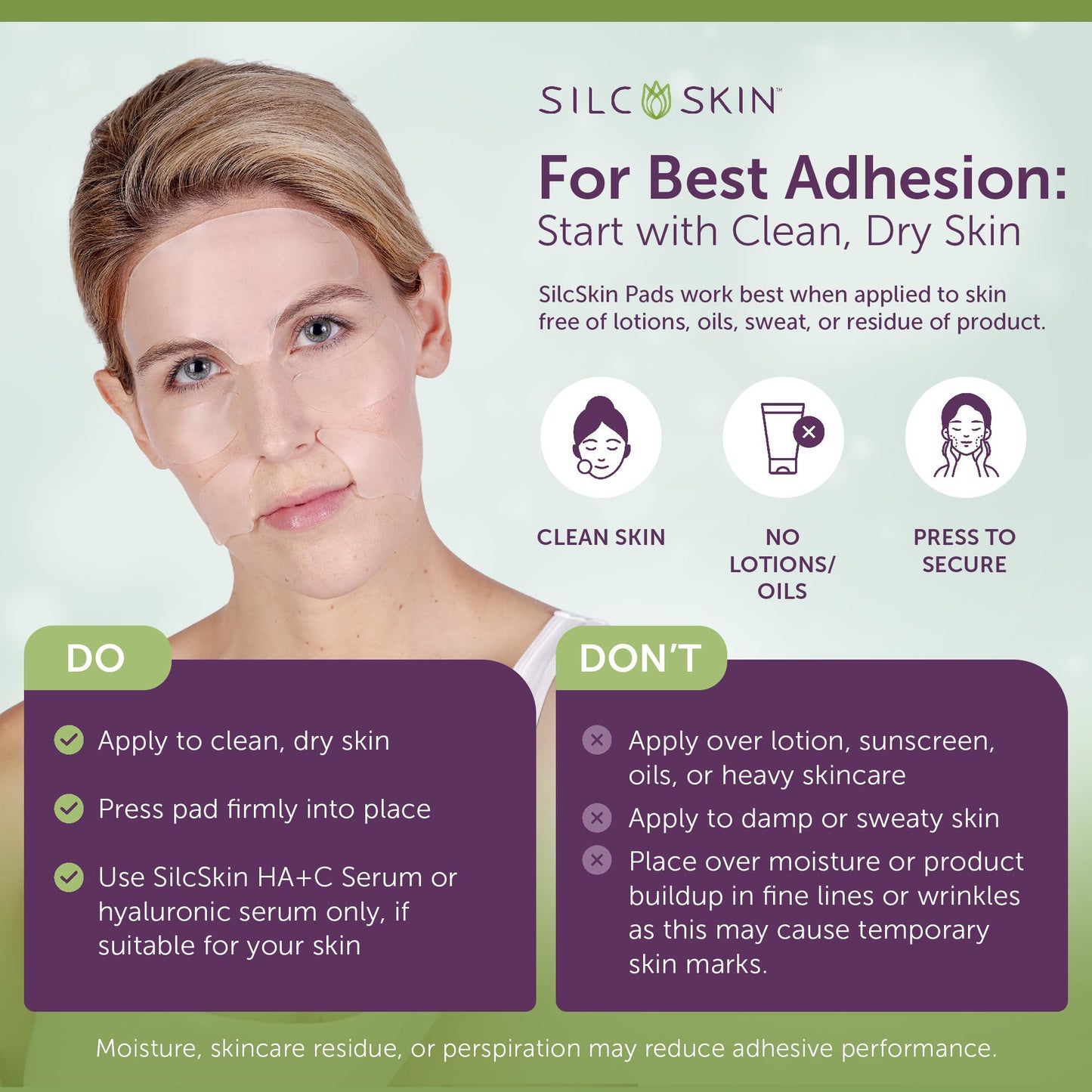Silcskin Facial And Brow Pads Set Reusable Silicone Pads For Forehead And Facial Areas, 30 Day Supply