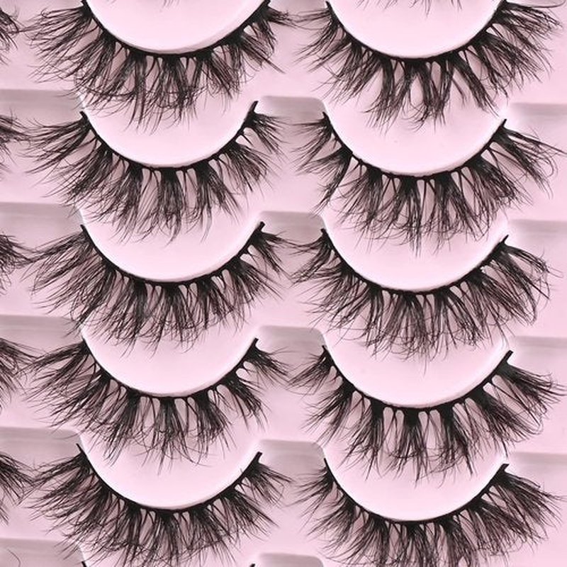 FARRED Lashes Natural Eyelashes Wispy Cat Eye False Lashes Fluffy Fake Eyelash Natural Look 14 Pairs Short Faux Mink Strip Eye Lash Pack for MUA and Beginners Daily Makeup (F4 | 9-16mm)