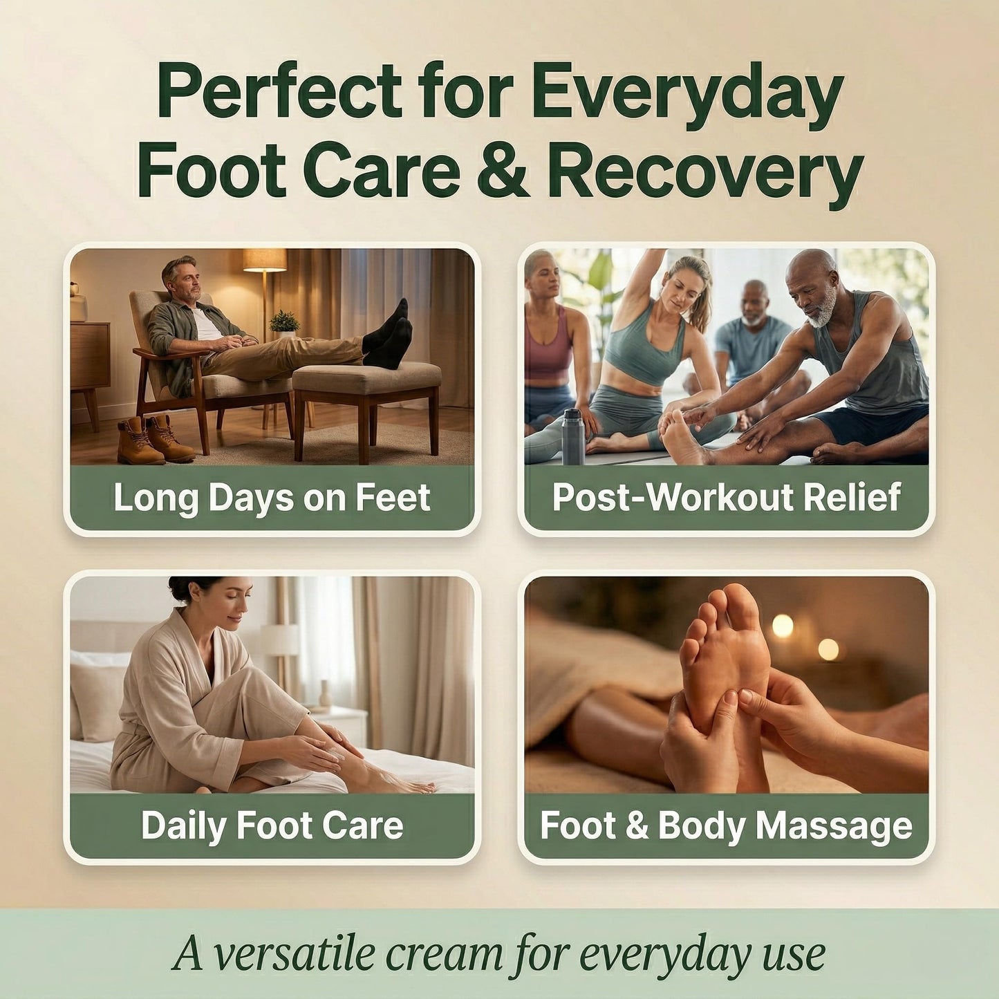 Natural Escapes Peppermint Foot Cream for Dry Feet & Cracked Heels, 8 oz