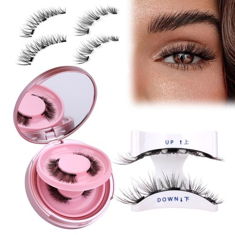 JIMIRE Magnetic Eyelashes Natural Look 2 Pairs Cat Eye Magnetic Lashes with Applicator Reusable Magnetic Eyelashes without Eyeliner No Glue Needed Magnetic Lashes Wispy Eyelashes Easy to Apply