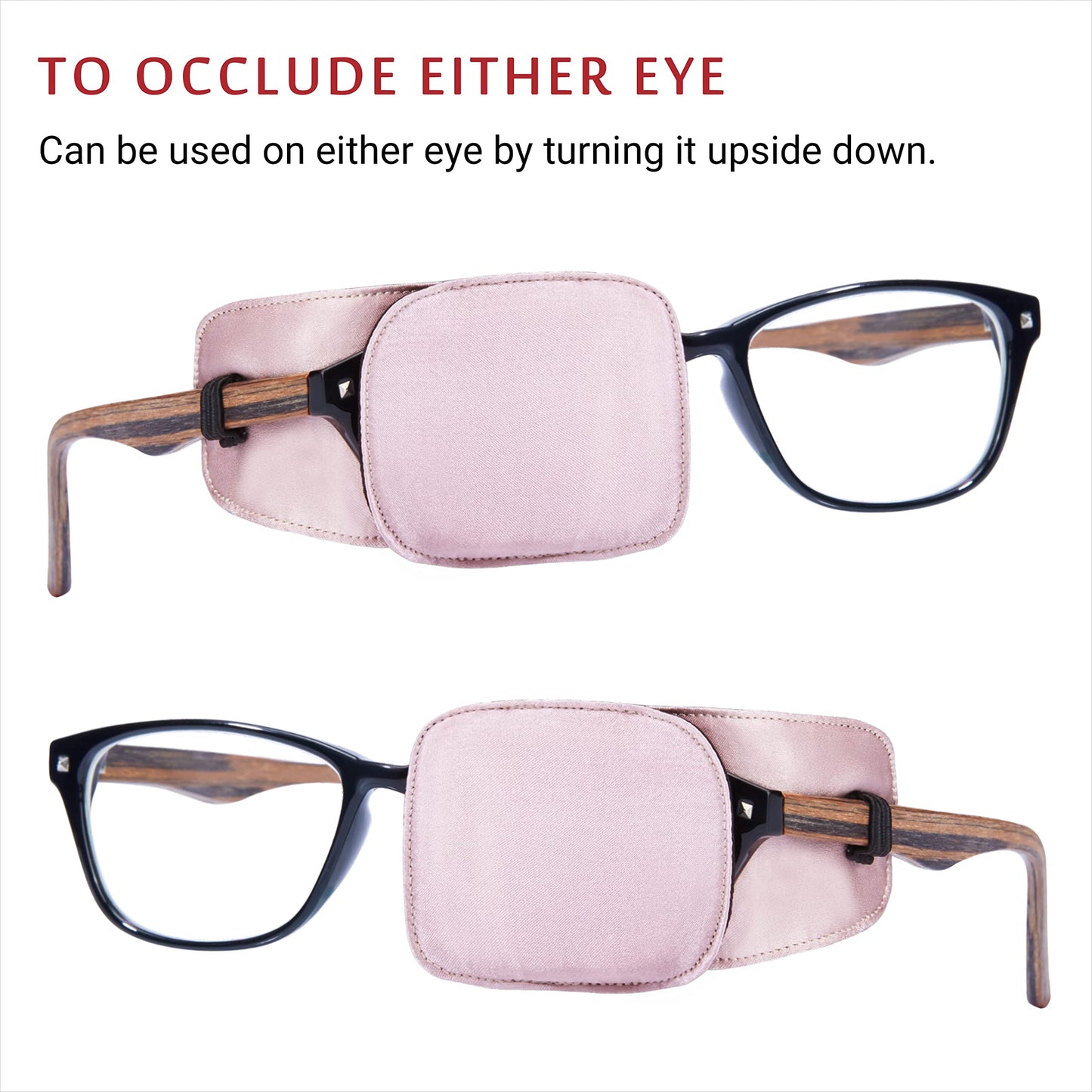 Astropic 2Pcs Silk Eye Patches for Adults Kids Glasses to Cover Either Eye (Medium, Dusty Rose Pink)