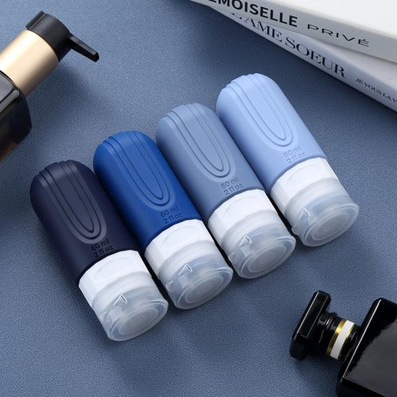 Mrsdry Travel Bottles for Toiletries, Tsa Approved 2oz Travel size Bottles, BPA Free Leak Proof Travel Toiletry Containers, Refillable Travel Accessories with Toiletry Bag for Shampoo Liquid (4 Pack)