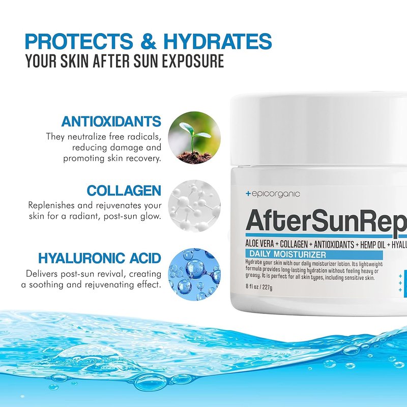 After Sun Daily Moisturizer - Vitamin E Cream for 24-Hour Hydration | Fragrance-Free Face & Body Lotion | 8 oz