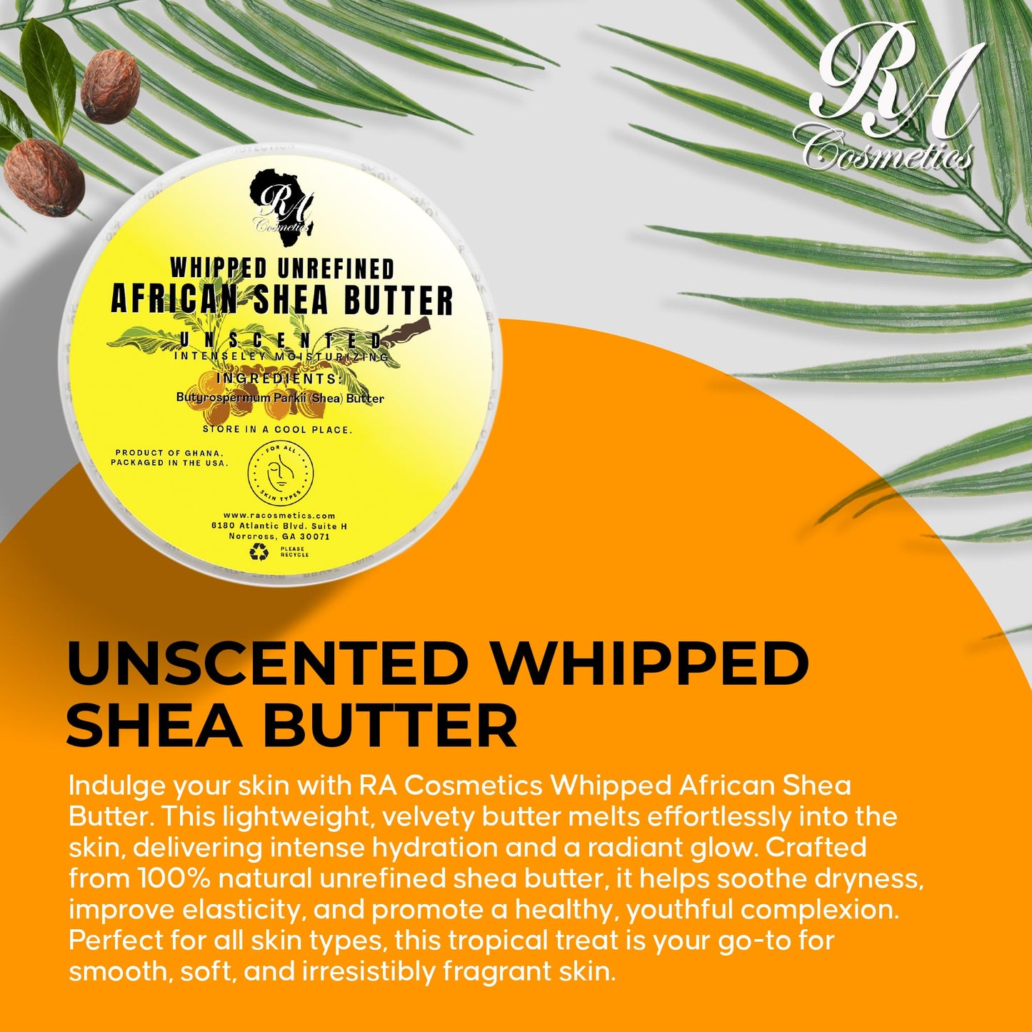 RA Cosmetics Pure Shea Butter, Unscented - 12oz | 100% Pure and Natural African Shea Butter for Men & Women - Handcrafted Moisturizer with Essential Vitamins for Radiant Skin, Thicker Hair & Soft Lips