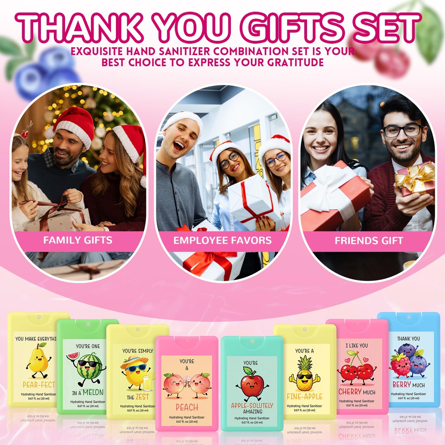 Frienda 24 Pack Funny Hand Sanitizer Spray Bulk Portable Travel Size Hydrating Mist Mini Hand Sanitizer Spray Gift Set for School Teachers Staff Students Nurses Employees Coworker 0.67 Fl oz