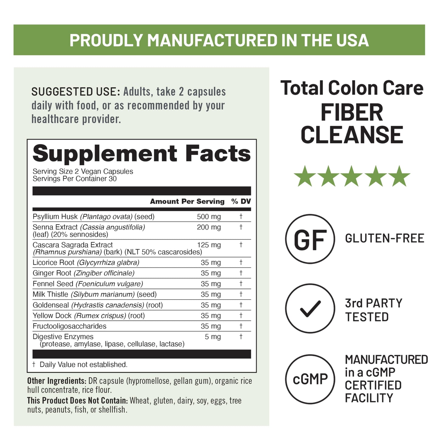NatureWise Total Colon Care Fiber Cleanse - Natural Laxative Blend - Herbal Laxatives, Prebiotics, & Enzymes for Regularity, Digestion, Weight & Gut Health - Non-GMO - 60 Capsules[30-Day Supply]