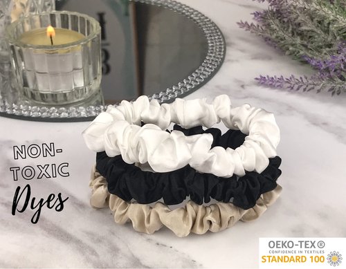 Celestial Silk Mulberry Silk Scrunchies for Hair (Small, Ivory, Black, Taupe)