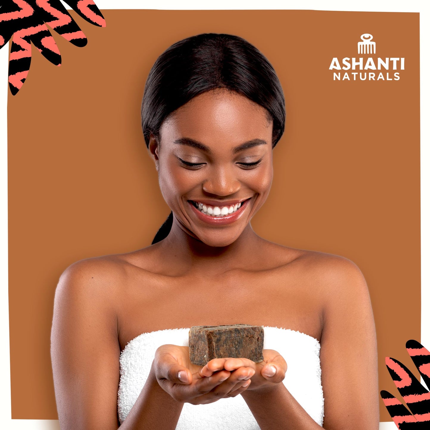 Ashanti Naturals Authentic African Black Soap Bar | Cleansing and Nourishing Black African Soap Bar| Acne Bar Soap with Shea Butter and Coconut Oil (8oz)