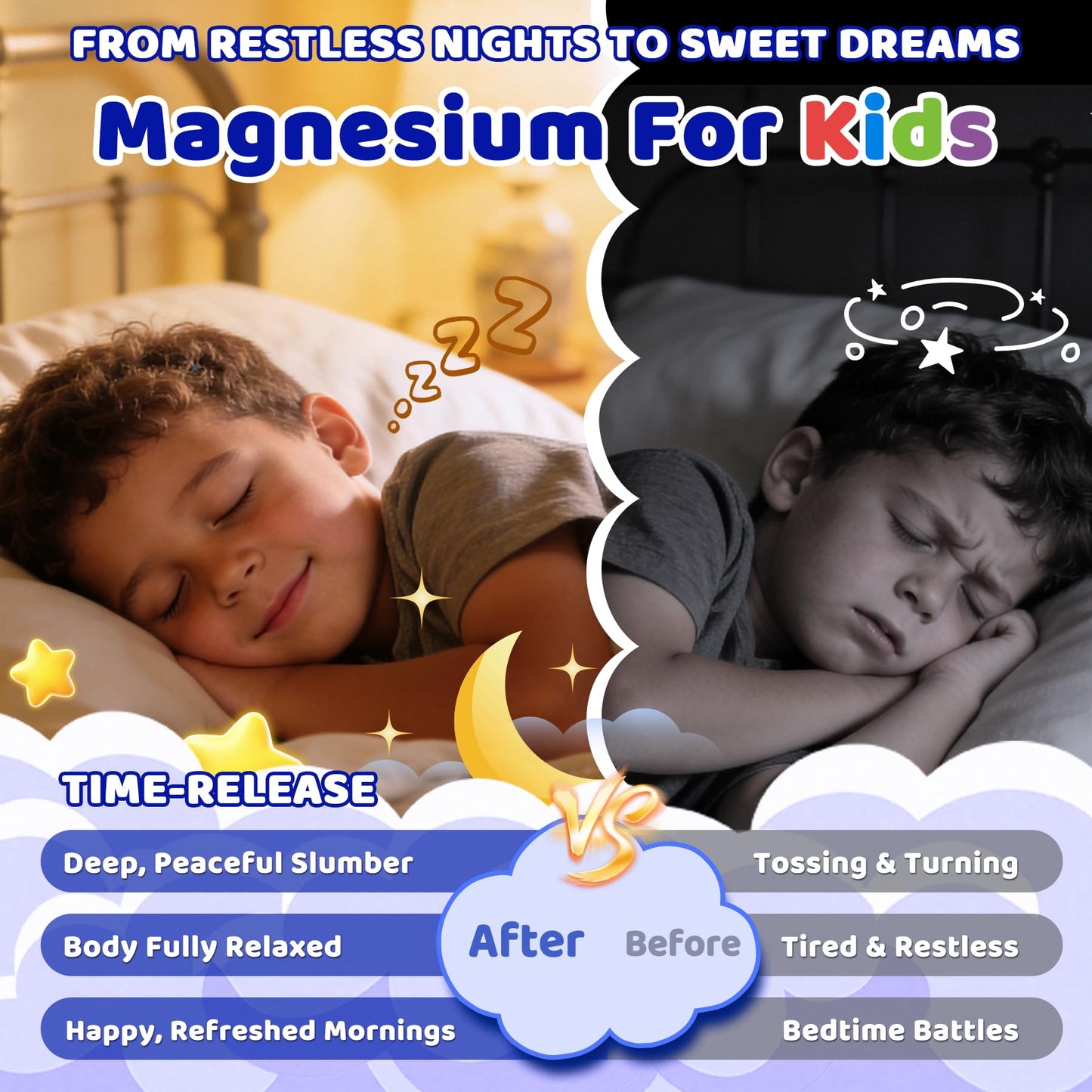 Kids Sleep Gummies NO Melatonin - Magnesium Glycinate Gummies + Saffron, GABA, Berry & Nut Superfood, Sugar Free Nighttime Sleep Aid & Calm for Kids 4+ Teens, Relaxation, Brain & Muscle, 2Pack