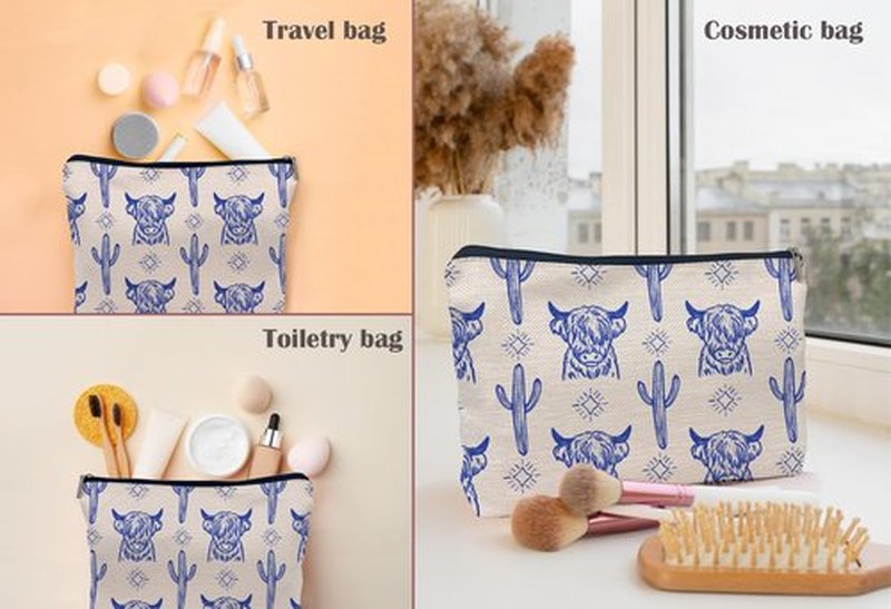 Lacosu Western Makeup Bag,Western Gifts For Women,Cow Makeup Bag,Cowgirl Stuff,Western Stuff For Women,Western Gifts,Cowgirl Gifts(COW J)