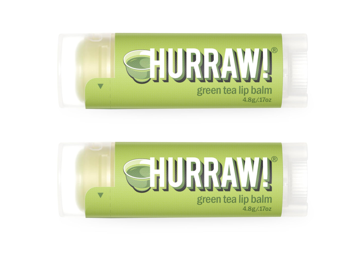 Hurraw! Green Tea Lip Balm, 2 Pack: Organic, Certified Vegan, Cruelty and Gluten Free. Non-GMO, 100% Natural Ingredients. Bee, Shea, Soy and Palm Free. Made in USA