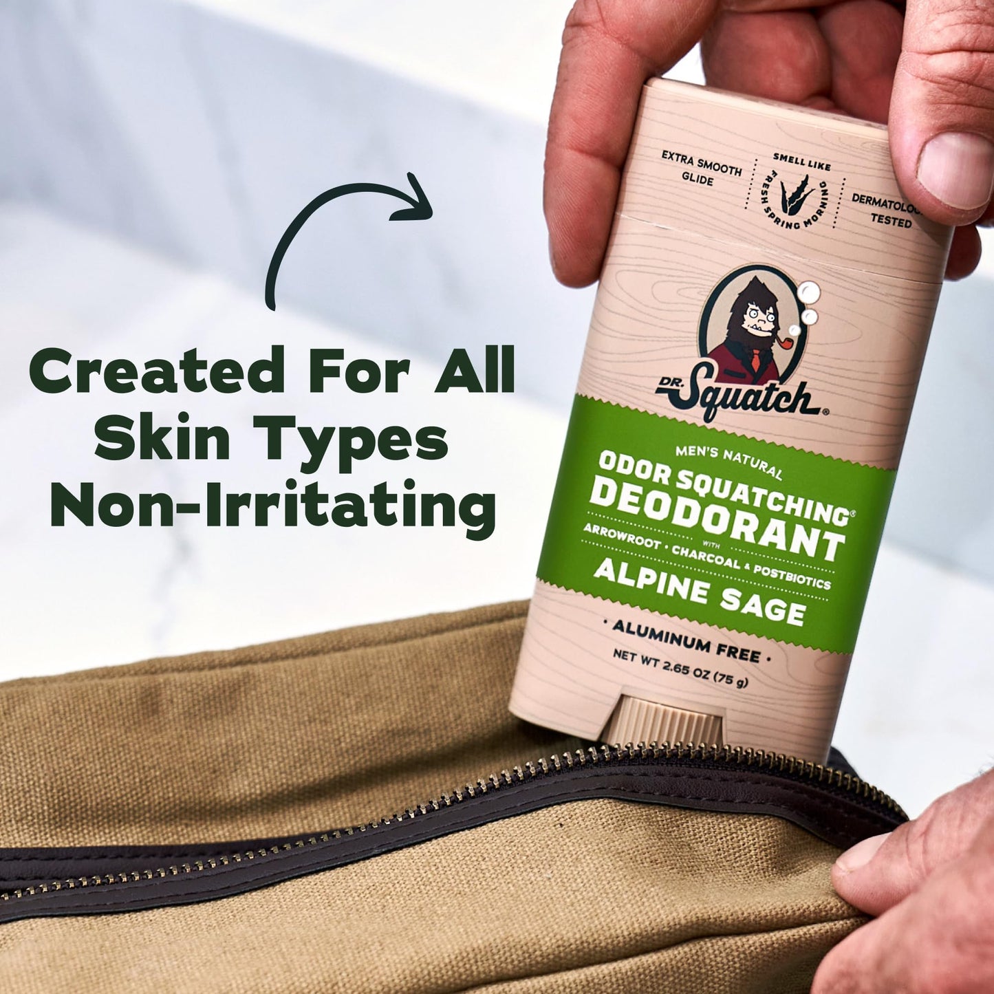 Dr. Squatch Natural Men’s Deodorant – Aluminum Free Natural Deodorant Men with Charcoal & Postbiotics for 72-Hour Odor Protection – Alpine Sage + Fresh Falls, 2.65oz Stick (2-Pack)