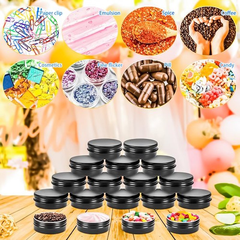 MotBach 16Pack 2oz Tin Jars, 60ml Metal Tin cans, 2Ounce Aluminum tin can jar Containers with Screw Lid for Lotion Bars, Balms, Spices, Salve, Beard Balm, Toiletries, Creams, Samples, Makeup Cosmetic
