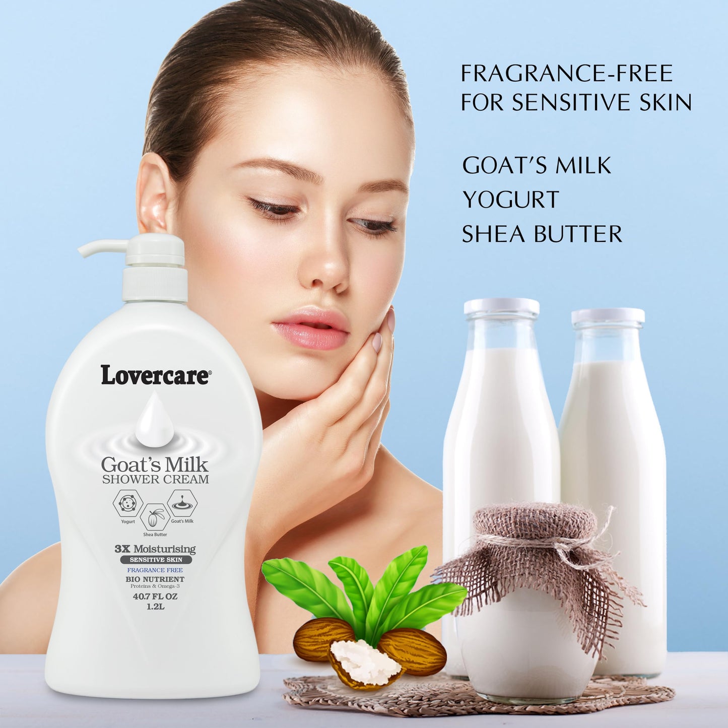 Lovercare Goat's Milk Shower Cream Fragrance Free for Sensitive Skin (1)