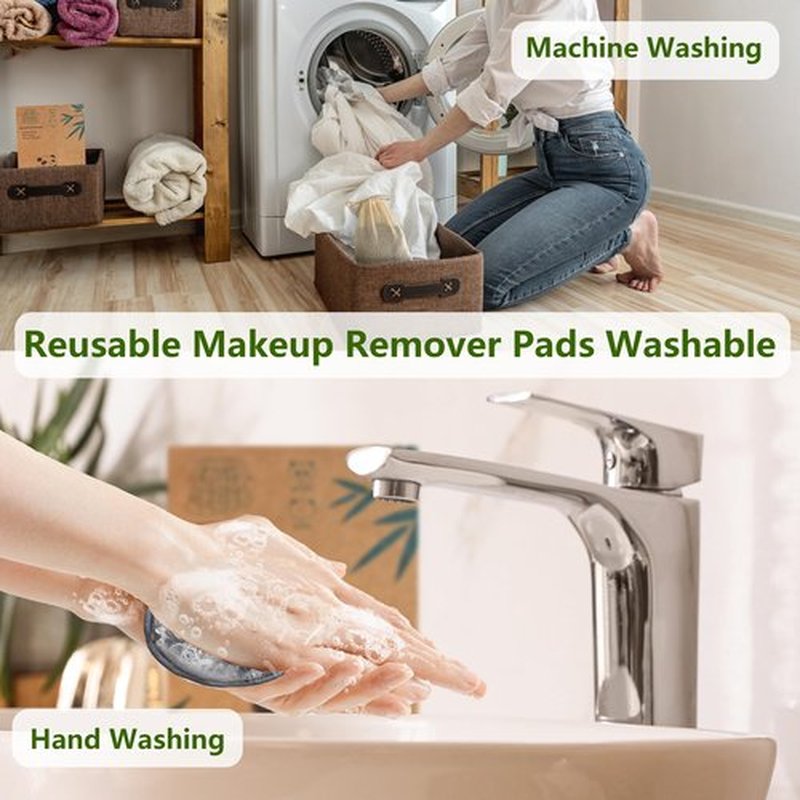 Sopurrrdy 20 Pcs Reusable Makeup Remover Pads Gray Bamboo Reusable Cotton Rounds with Laundry Bag - Reusable Makeup Remover Pads