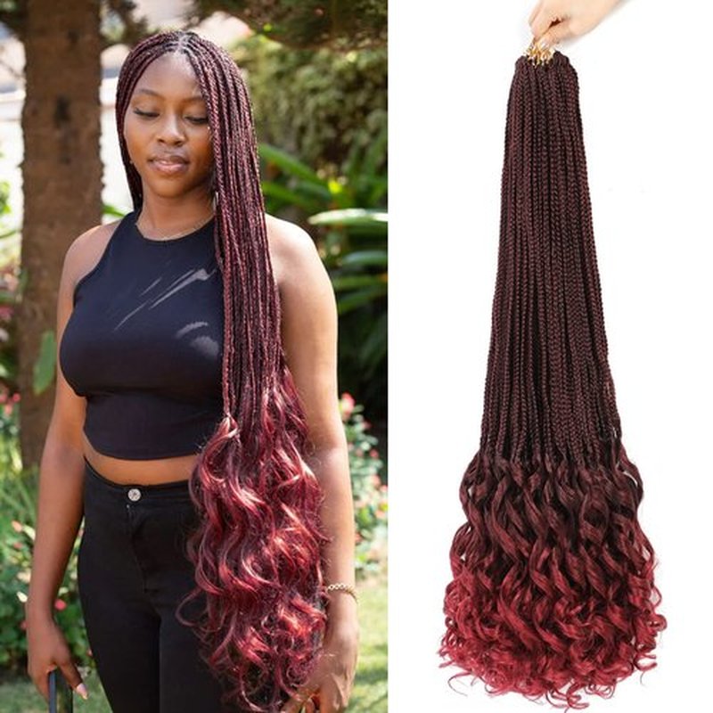 8 Packs French Curl Crochet Braids 30 Inch Goddess Box Braids Crochet Hair French Curly Braiding Hair Crochet Hair for Black Women French Curly Braids With Loose Wavy Ends Hair Extensions( 30 Inch (Pack of 8)，TBUG# )